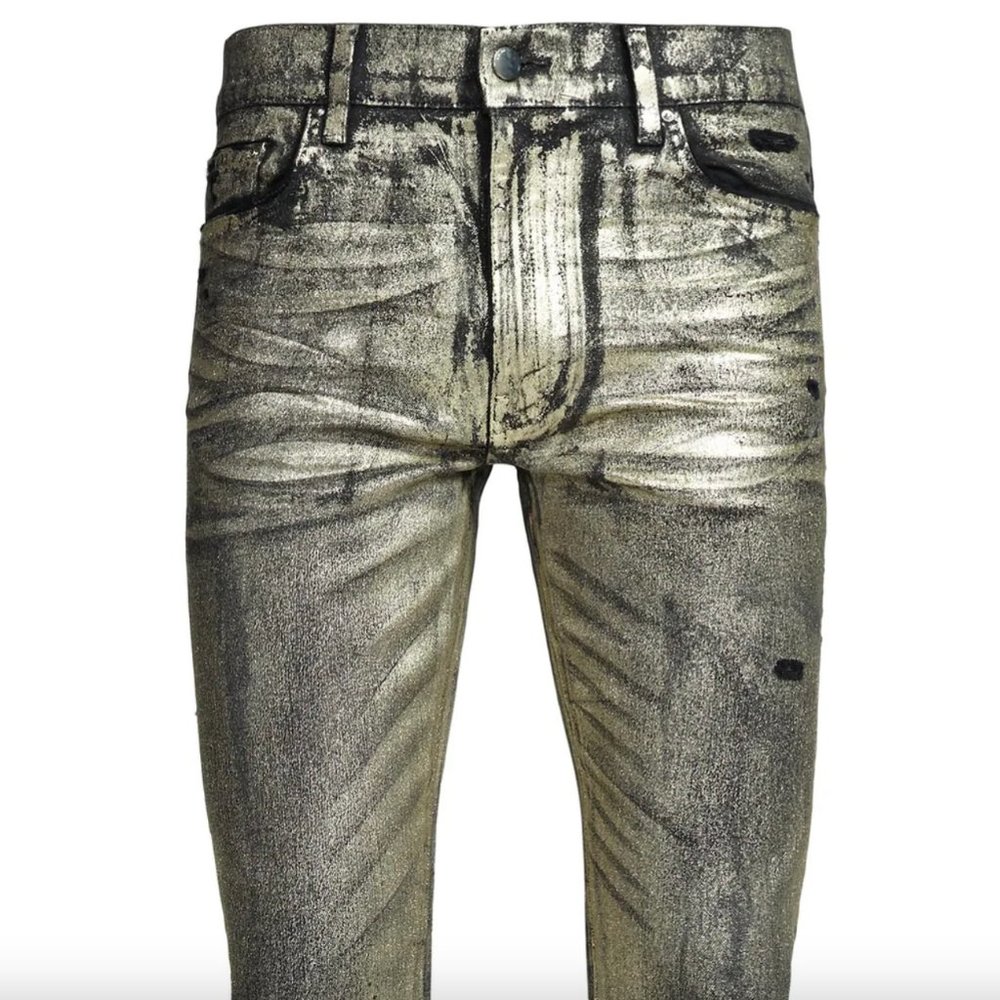 NWT AMIRI Foil Stack Jean Black & Gold Denim M34 W8 Total Rock Star